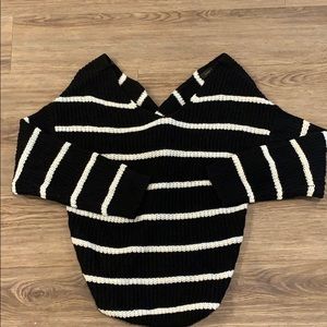 Black and white tie back sweater